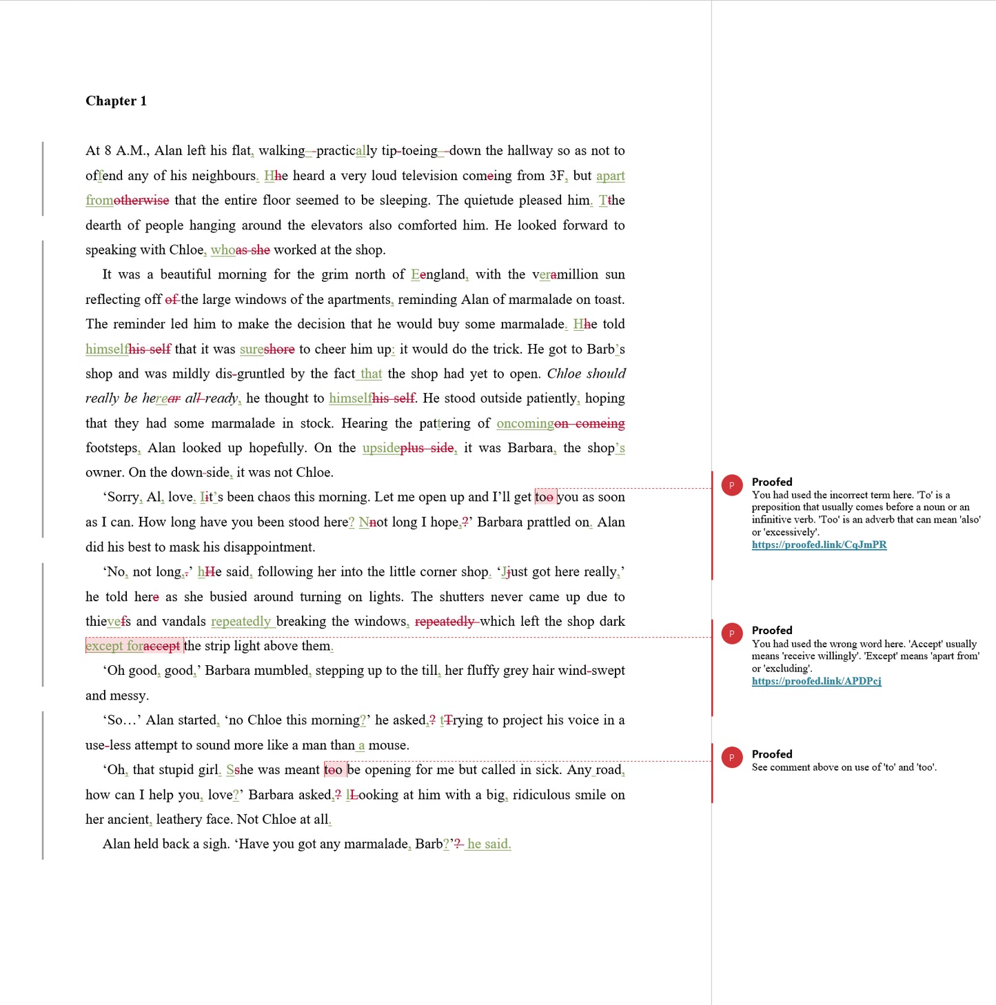 Line editing - Fiction