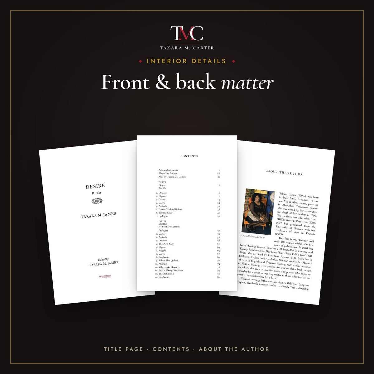 Title page, contents, and about the author pages