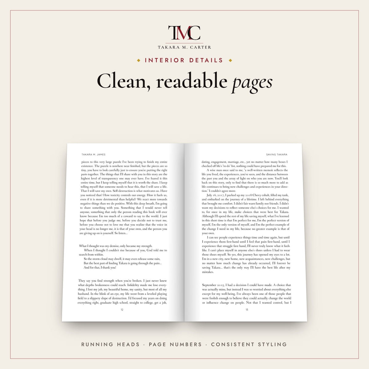 Interior page spread with running heads and page numbers