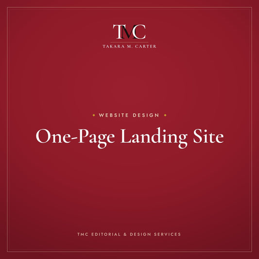 One-Page Landing Site · TMC Editorial & Design Services